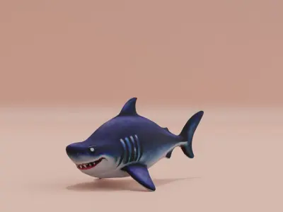 Baby Shark Fat Chibi Style Cartoon Low-poly 3D model