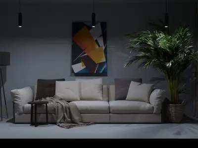 Minimalistic Interior room with plant Free 3D model