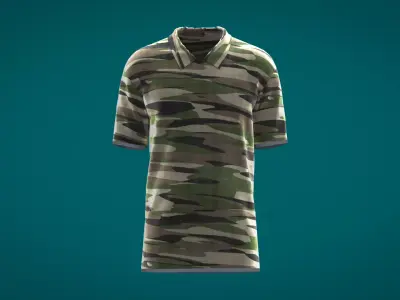 Military Outfit - T-shirt Low-poly 3D model 18