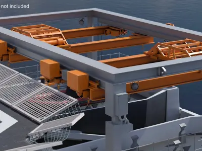 Fixed Crane Beam with Electric Winches 3D model