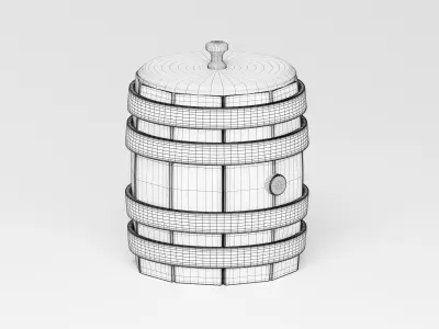 Wooden Barrel 3D Model Low-poly 3D model