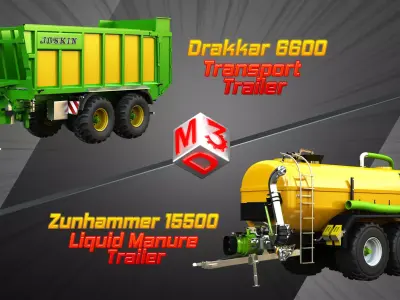 Drakkar 6600 and zunhammer Liquid Manure  Trailers 3D Model Pack purchase