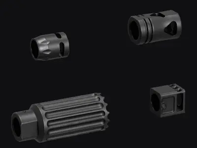 Weapon Muzzle - Suppressor Pack Low-poly 3D model