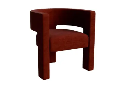 Red Velvet Round Occasional Chair 3D model