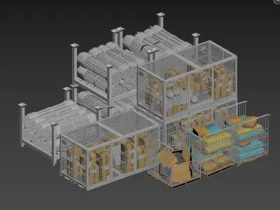 Warehouse materials 3D model