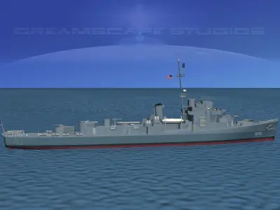 Destroyer Escort DE-576 USS Barr 3D model