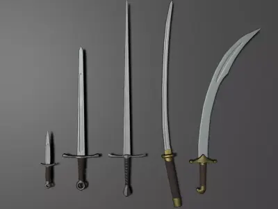 5 Sword Package Low-poly 3D model