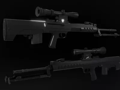 Low Poly Chinese QBU-88 Sniper Rifle Low-poly 3D model