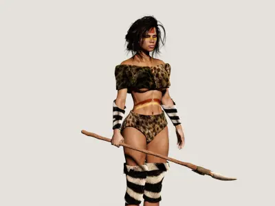 Rigged STONE AGE Female 3D model