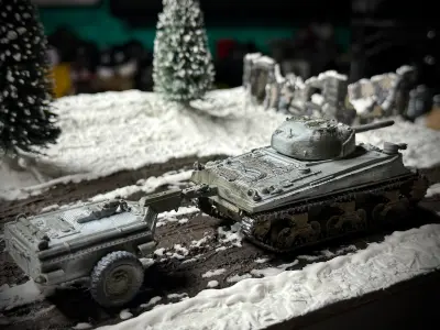 Sherman crocodile M4A4 and trailer 3D print model