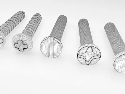 Screws and Bolts Low-poly 3D model