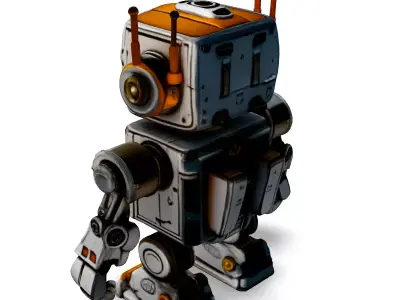 Cute Vintage Robot Game Ready Low-poly 3D model