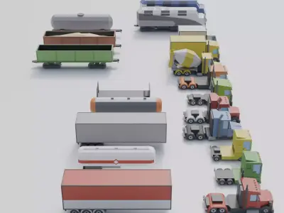Low Poly City Cars Pack  12 Stylized Game Vehicles 3D model