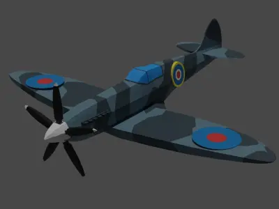 Spitfire Plane Game Assets Low Poly Low-poly 3D model