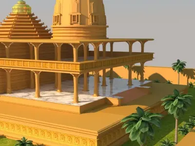 Low poly model of a Temple   Low-poly 3D model