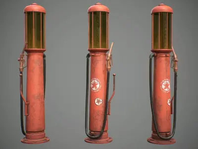 Old American Gas Pump Low-poly 3D model