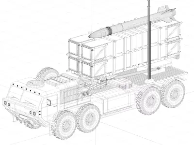 MIM 104 Patriot Air Defense Missile System Truck Launcher 3D model