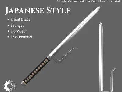 Ancient Collection Japanese Weapons Set 3D Model Pack