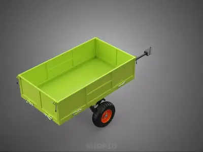 GARBAGE RUBBISH TRASH TRAILER CART WAGON BIN DUMP TRUCK CARGO 3D model