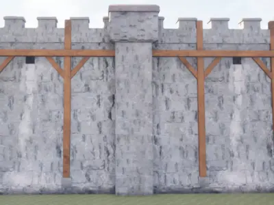 Medieval Castle Walls Free low-poly 3D model