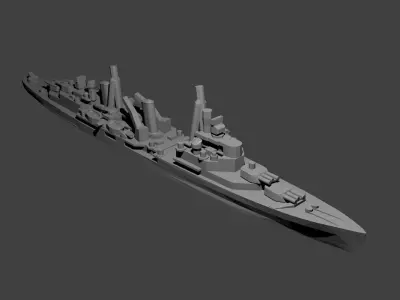 British Town Class Cruiser Warship 3D print model