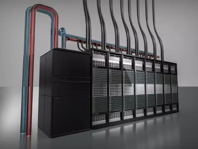 AI Server Rack with Liquid Cooling System Single Row Deployment 3D model
