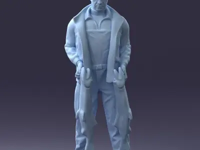 000203 Fisherman Holding Big Fish 1102 3D model