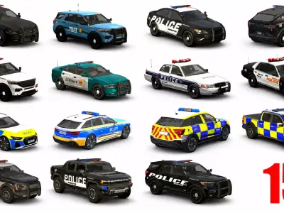 Police car pack  Low-poly 3D model