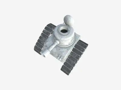 War Tank Cartoon A07 Snow Camouflage - Military Vehicle Low-poly 3D model