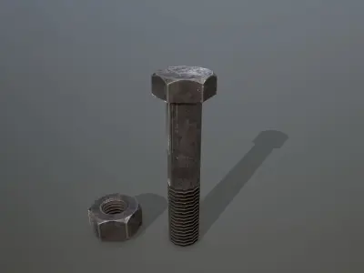 Bolts bolt and nut Low-poly 3D model 14