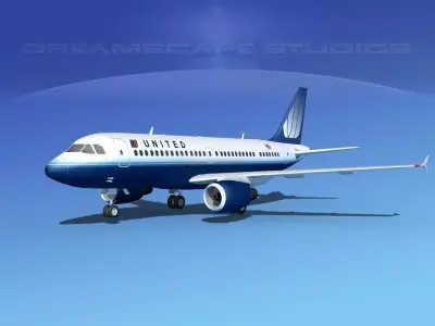 Airbus A319 United Airlines 2 3D model