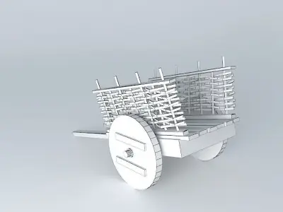 Wooden cart 3D model buy