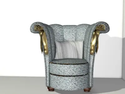 French Antique Louis XV Bergere style armchair  3D model