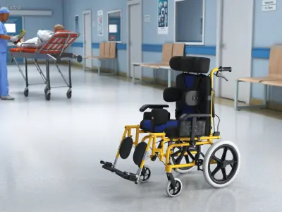  Cerebral Palsy Wheelchair for Children Rigged for Cinema 4D 