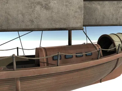 Old Sail Transport Ship Low-poly 3D model