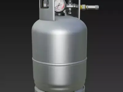Propane Gas Cylinder with Regulator and Gauge PBR 3D Model 3D model