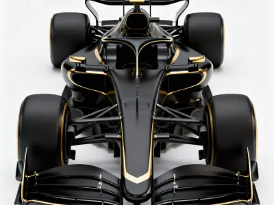 Matte Black and  Gold Open-Wheel Race Car 3D Model V02 Low-poly 3D model
