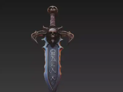 Skullbane Dreadfang - Cursed Necrotic Blade Low-poly 3D model