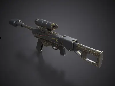 AMR Rifle With Gift Low-poly 3D model