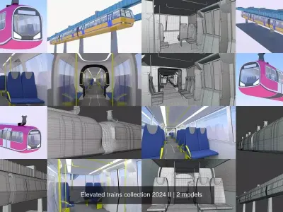 Elevated trains collection 2024 II 3D Model Pack