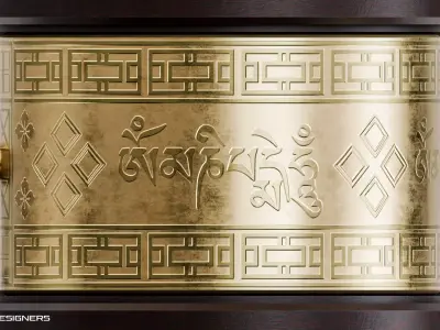 Tibetan Buddhist Prayer Wheel Low-poly 3D model