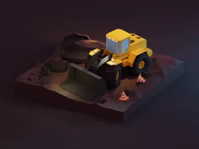 Cartoon construction loader 3D model