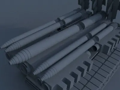 Self-propelled rocket system ground air Low-poly 3D model
