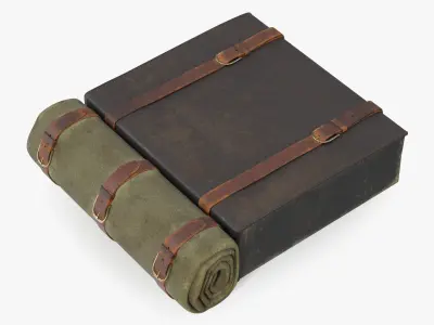 Vintage Military Pack with Wear Marks 3D model