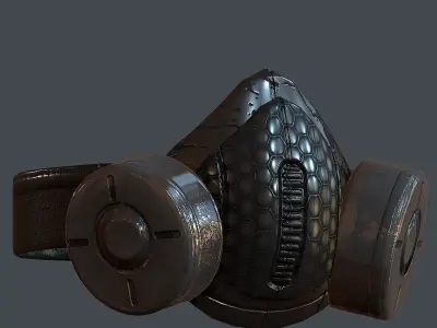 Gas mask helmet 3d model scifi Low-poly Low-poly 3D model Low-poly 3D model 6