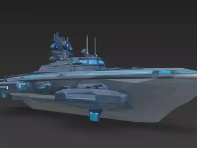 Sci-Fi Futuristic Naval Battleship PBR 3D Model 3D model