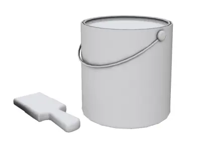 Paint Can and Brush Low-poly 3D model