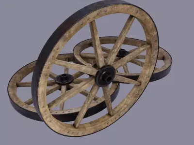 Medieval Wheel Low-poly 3D model