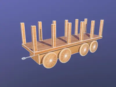 Wooden Toy Train - Carrier Wagon Low-poly 3D model