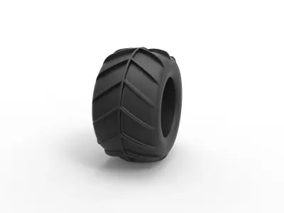 Dune buggy rear tire 25 Scale 1 to 25 3D print model